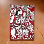 Eternal Melody – Madhubani Radha Krishna Dancing Canvas (12x10 inch, Unframed)