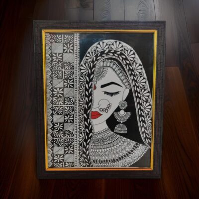 Graceful Bride – Madhubani Canvas Art (12x10 inch, Unframed)