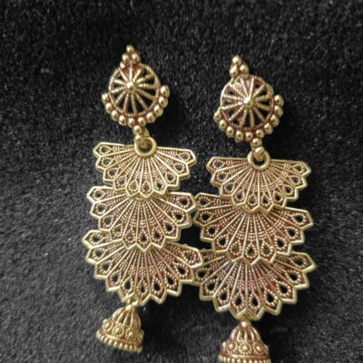 Three Layred Long Oxidised Jhumki