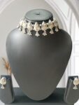 Celestial Frost: Oxidised White Stone Choker Set by Kala Karigari