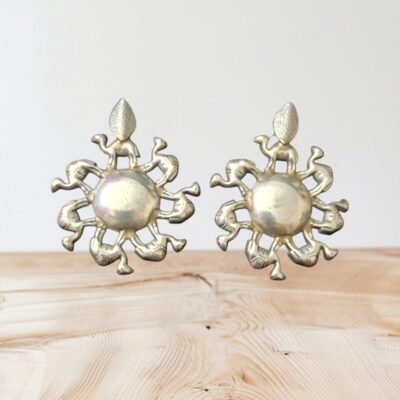Desert Charm Handcrafted Round Brass Earrings with Camel Motif – Tribal Ethnic Jewellery by Kala Karigari