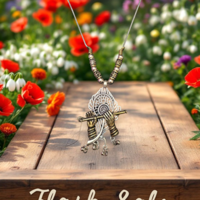 Krishna Flute Oxidised Pendant Necklace – Ethnic Statement Jewellery by Kala Karigari