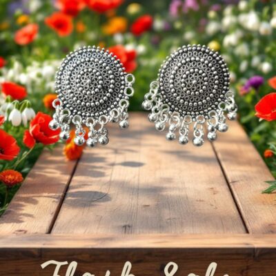 Mystic Moon Oxidised Round Earrings