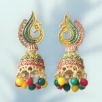 Peacock Radiance Multicolor Oxidised Jhumki