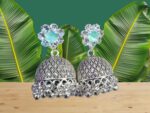 Celestial Hues Oxidised Jhumki (Sky Blue & Pink)