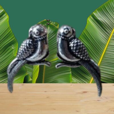 Enchanted Parrot Oxidised Earrings - Handcrafted by Kala Karigari