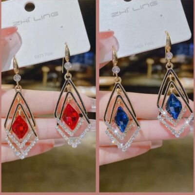 “GemGlint Korean Earrings” – Bold Color, Timeless Sparkle
