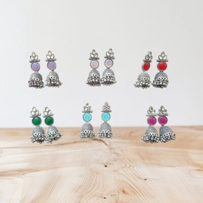 Assorted Stone Studded Oxidised Jhumki