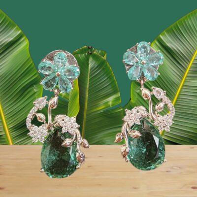 Emerald Bloom AD Drop Earrings – Where Elegance Meets Envy