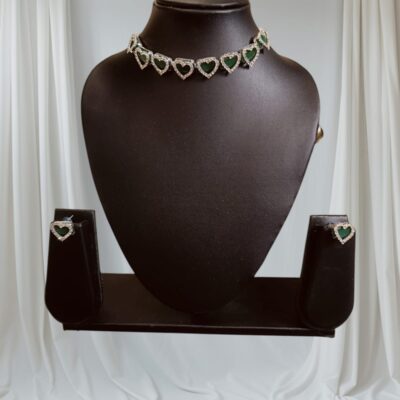 Emerald Elegance AD Necklace & Earring Set