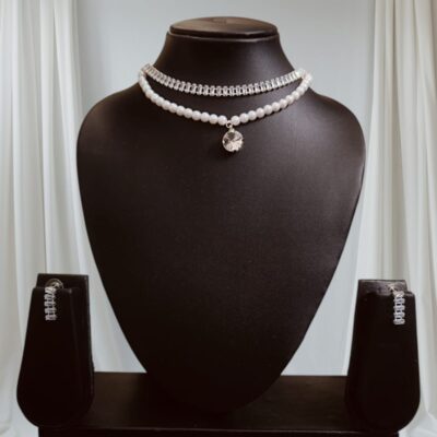 Noor-e-Pearl AD Necklace Set – Drape Yourself in Radiant Elegance