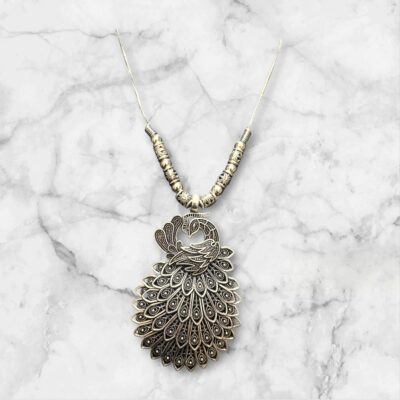 Oxidized Big Peacock Pendant – Majestic Peacock Splendor | Handcrafted Jewelry